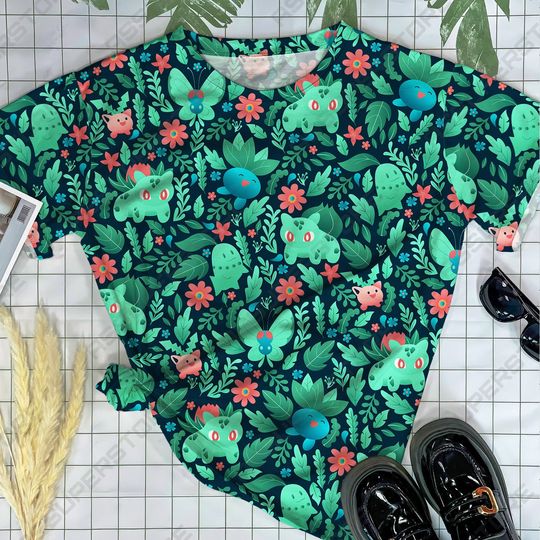 Bulbasaur Green Tropical Tshirt Bulbasaur Plush Tshirt