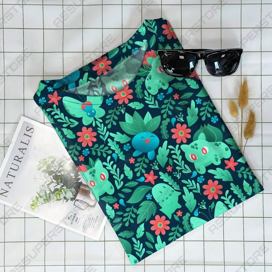 Bulbasaur Green Tropical Tshirt Bulbasaur Plush Tshirt