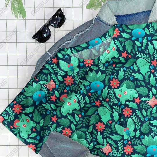 Bulbasaur Green Tropical Tshirt Bulbasaur Plush Tshirt