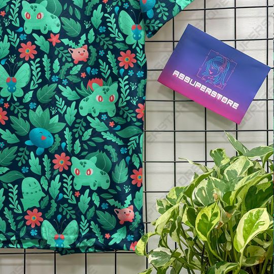 Bulbasaur Green Tropical Tshirt Bulbasaur Plush Tshirt