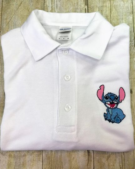 Stitch Sketch Art Embroidered Polo Shirt