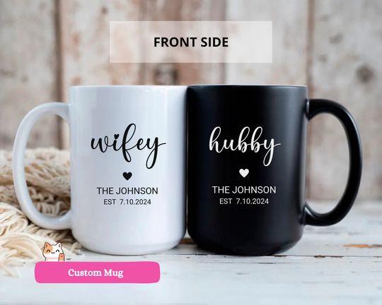 Personalized Wedding Mugs, Couples Ceramic Mugs