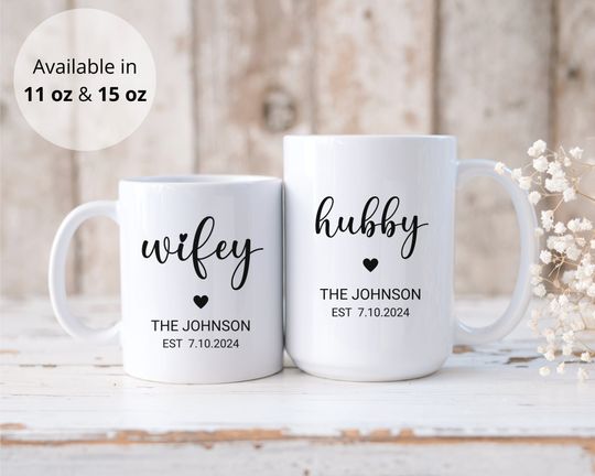 Personalized Wedding Mugs, Couples Ceramic Mugs