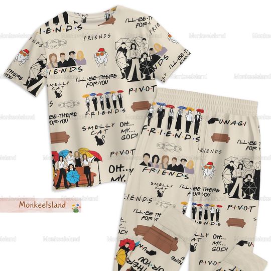 Vintage Friends Series Pajamas, Friends Tv Show Pajamas Set