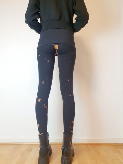 Leggings with alternative batik pattern, bleached, punk, gothic, festival leggings