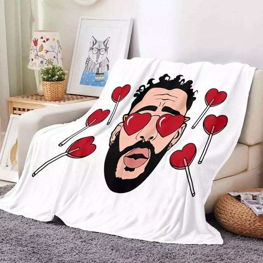 Bad Bunny Bundle throw blanket, Bad Bunny Merch
