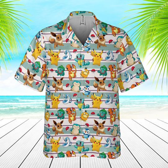 PKM Hawaiian Summer Shirt, Pika Hawaiian Shirt, Family Hawaiian Shirt