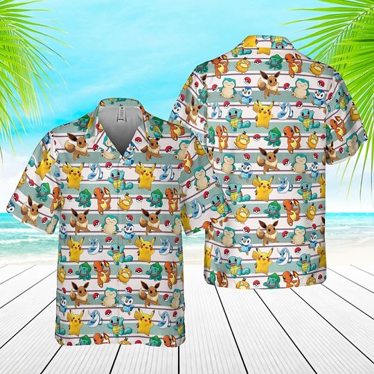 PKM Hawaiian Summer Shirt, Pika Hawaiian Shirt, Family Hawaiian Shirt