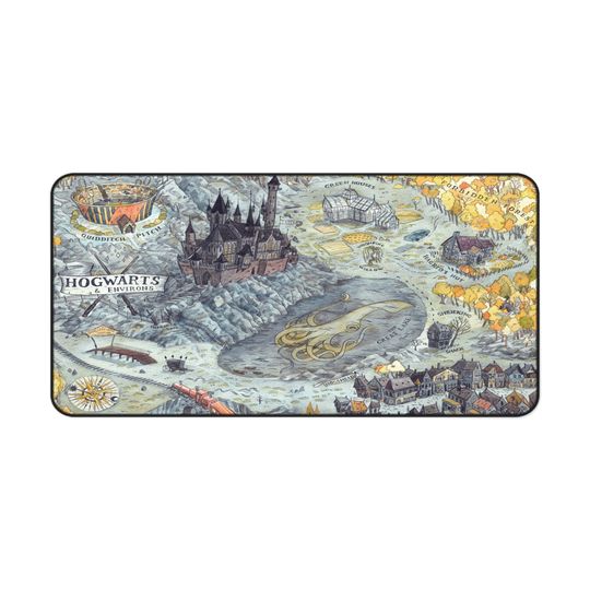 Hogwarts School Map Harry Potter Wizard Movie Office Decor Desk, Magic Desk Mat