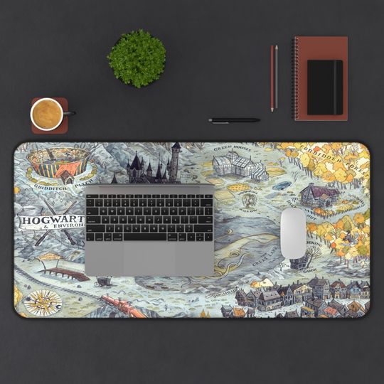 Hogwarts School Map Harry Potter Wizard Movie Office Decor Desk, Magic Desk Mat