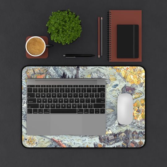 Hogwarts School Map Harry Potter Wizard Movie Office Decor Desk, Magic Desk Mat