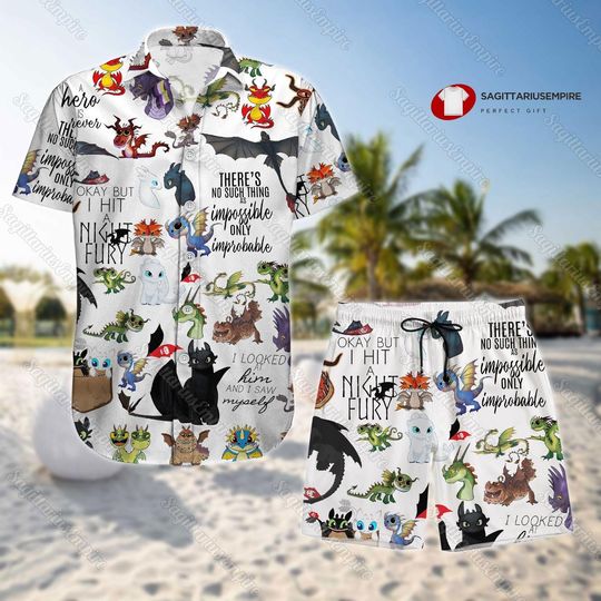 How to Train Your Dragon Button Shirt And Shorts, Toothless Shirt
