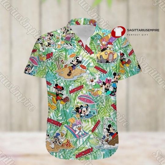 Disney Mickey Mouse Button Shirt And Shorts, Mickey Button Down Shirt