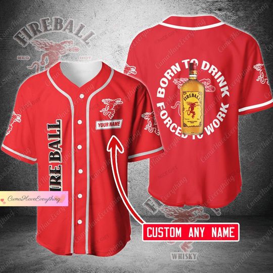 Fireball Jersey Shirt, Personalized Baseball Shirt, Father's Day, Gift For Men