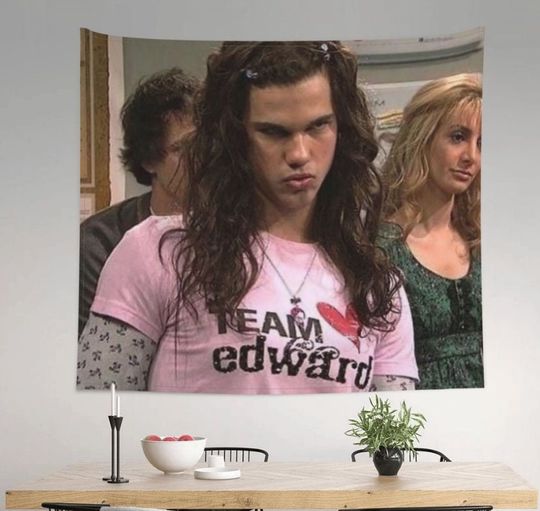 Team Edward Jacob Twilight Tapestry Wall Hanging Printed Polyester Wall Tapestry Boho Wall Hanging