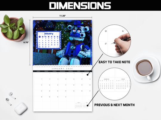 Calendars 2024 Five Planner Aesthetic Nights, Wall Decoration