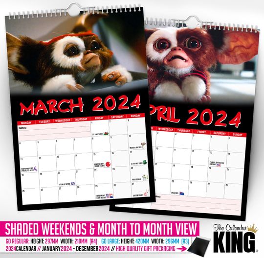 Gizmo - 2024 Wall Calendar, Creative, Gift Idea, Present, Novelty