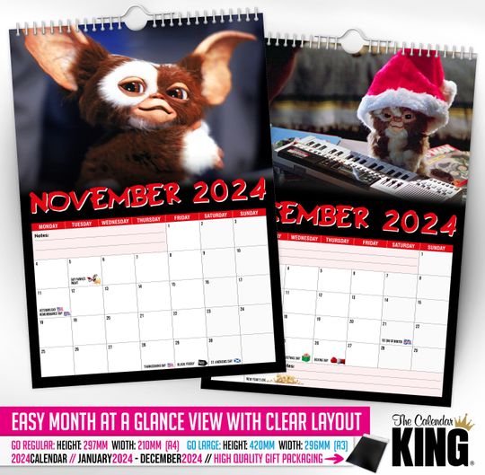 Gizmo - 2024 Wall Calendar, Creative, Gift Idea, Present, Novelty