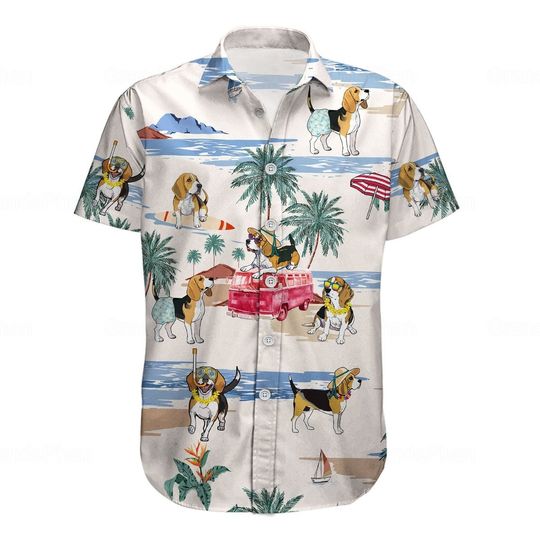 Beagle Hawaiian Shirt, Beagle Button Up Shirt, Beagle Lover Shirt