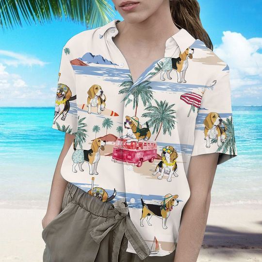 Beagle Hawaiian Shirt, Beagle Button Up Shirt, Beagle Lover Shirt