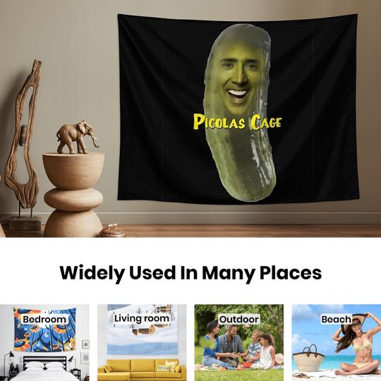 Picolas Cage Pickle Nicolas Cage Tapestry, Wall Hanging Funny Tapestries