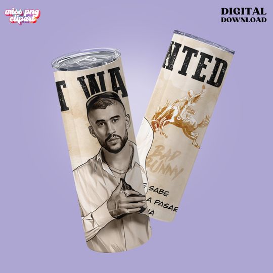 Bad Bunny Tumbler with Lid and Straw 20oz