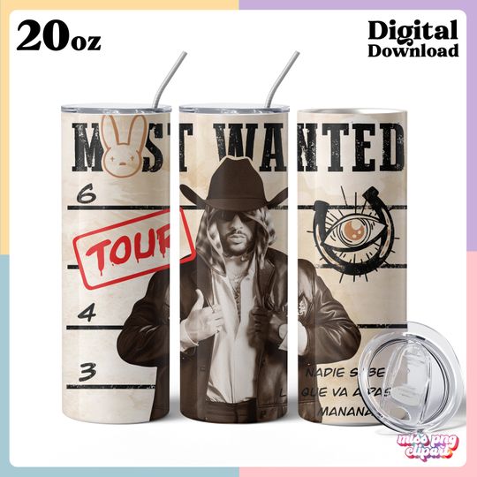 Bad Bunny Tumbler with Lid and Straw 20oz