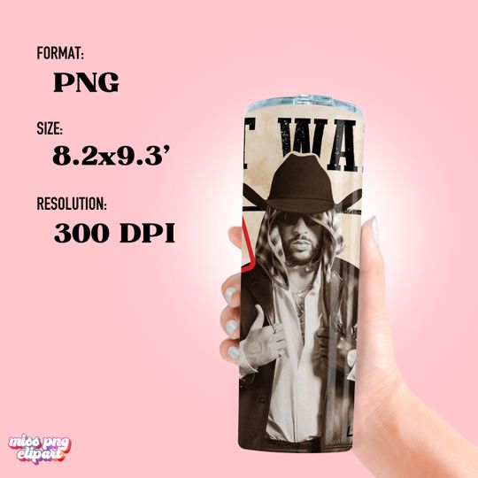 Bad Bunny Tumbler with Lid and Straw 20oz