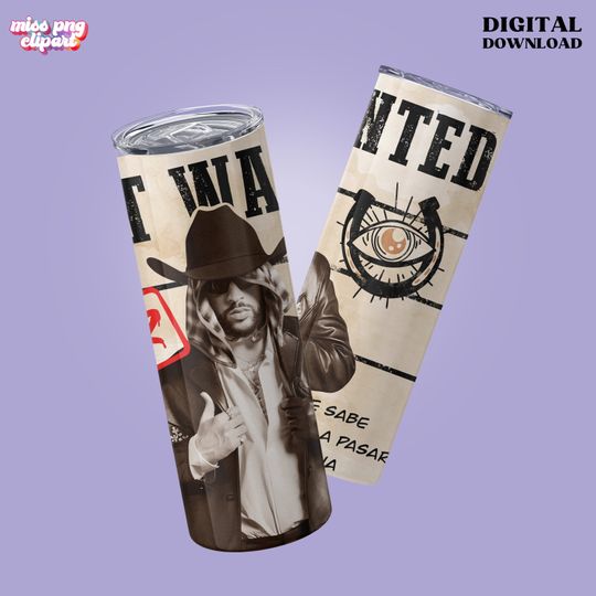 Bad Bunny Tumbler with Lid and Straw 20oz