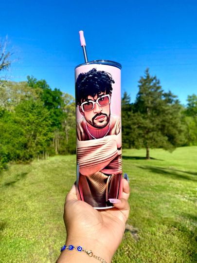 Bad Bunny Tumbler with Lid and Straw 20oz