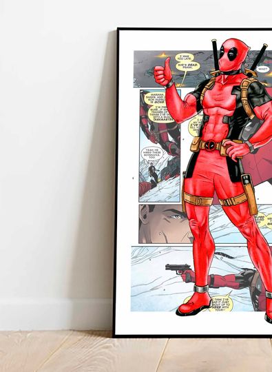 Deadpool download print, digital superhero poster