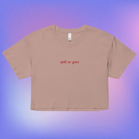 embroidered spill ur guts olivia rodrigo crop top