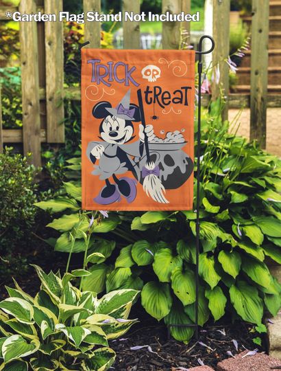 Disney, Disney Minnie Mouse Witch Trick Or Treat Garden Flag
