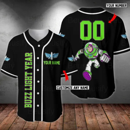 Personalized Never Too Old For Buzz Lightyear Toy Story Baseball Jersey Shirt