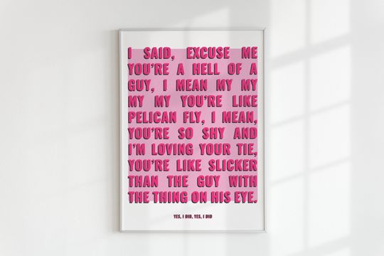 Nicki Minaj Super Bass Lyrics Poster | Pink Wall Decor