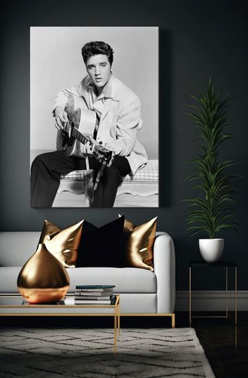 Elvis Presley Playing Acoustic Guitar  Canvas Wall Art Print