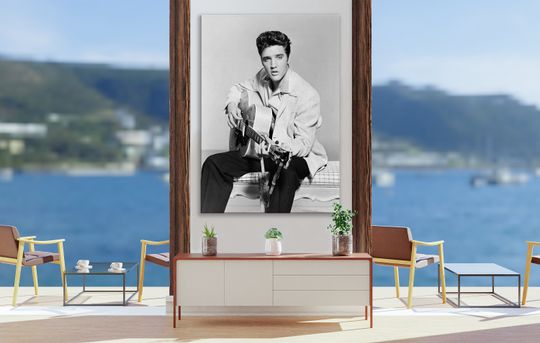 Elvis Presley Playing Acoustic Guitar  Canvas Wall Art Print