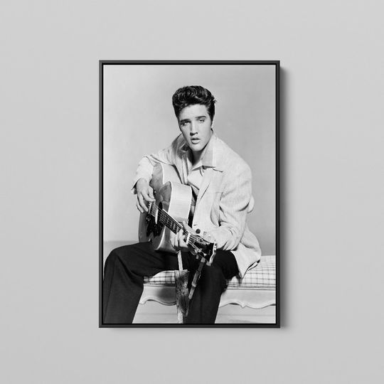 Elvis Presley Playing Acoustic Guitar  Canvas Wall Art Print