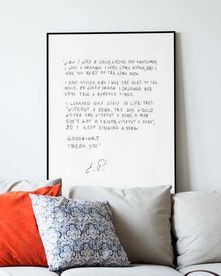 Elvis Presley Letter Handwriting Print , Love Letter