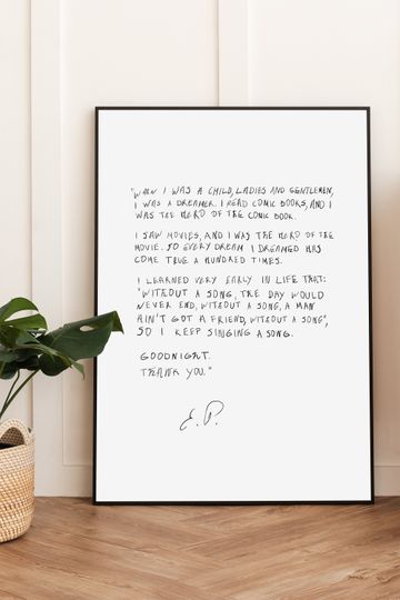 Elvis Presley Letter Handwriting Print , Love Letter
