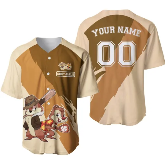 Personalized Chip and Dale Baseball Jersey Button Down Shirt