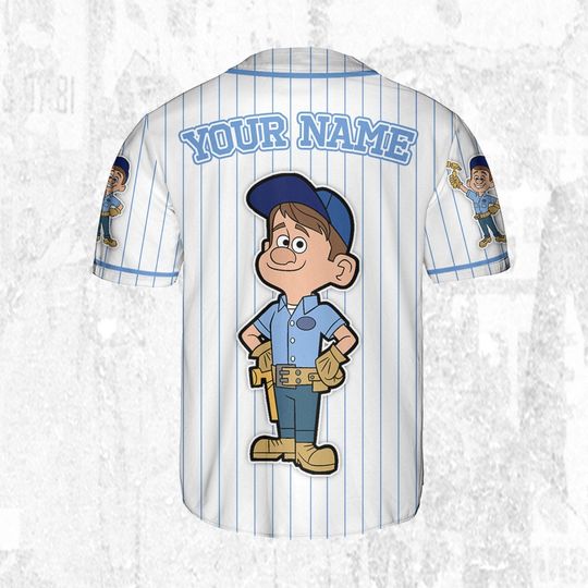 Personalized Disney Wreck it Ralph Felix Simple Stripe Baseball Jersey