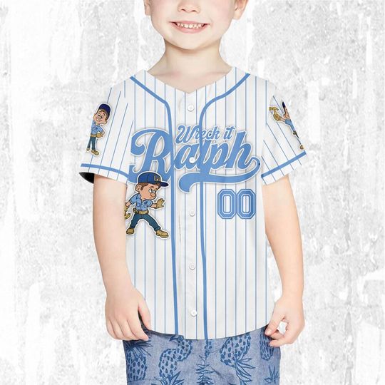 Personalized Disney Wreck it Ralph Felix Simple Stripe Baseball Jersey