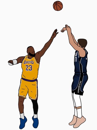 Luka Doncic Shoots Over Lebron James T-Shirt