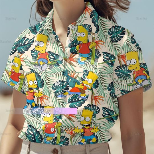 Bart Simpson Button Shirt, Bart Simpson Shorts, Bart Simpson Hawaiian Shirt