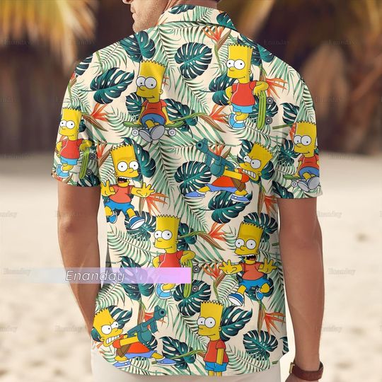 Bart Simpson Button Shirt, Bart Simpson Shorts, Bart Simpson Hawaiian Shirt