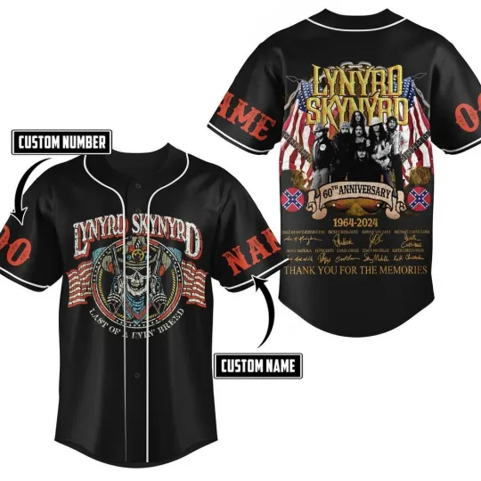 Personalized Lynyrd Skynyrd 60th Anniversary Baseball Jersey Shirts Gift For Fan
