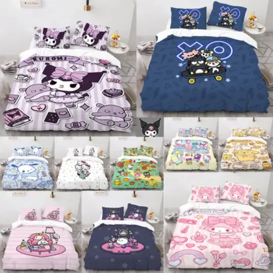 Sanrio hellokitty Duvet Cover Pillowcase Hello Kitty Kuromi Bedding Pillow Case