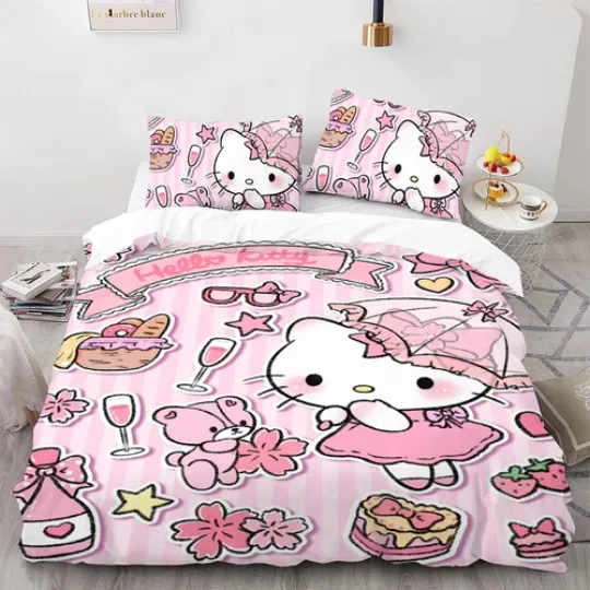 Sanrio hellokitty Duvet Cover Pillowcase Hello Kitty Kuromi Bedding Pillow Case