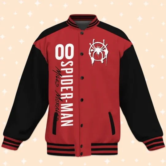 Custom Spiderman Miles Morales Red Spider Baseball Jacket, Baseball Outfit